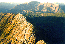 photo of sunlit mountains